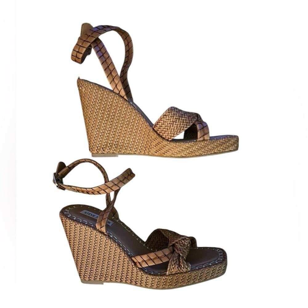 *NWOT Steve Madden Ylan Wedge Sandal in Cognac – Sz 10 - Picture 4 of 8